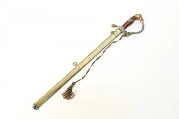 Letter opener in the shape of a miniature lion's head saber for officers with portepee