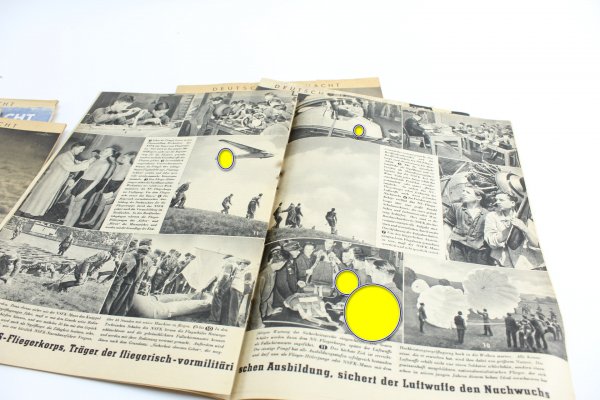 Wehrmacht / Luftwaffe mixed lot with 7 newspapers, Of these, 6 newspapers are still in acceptable condition,