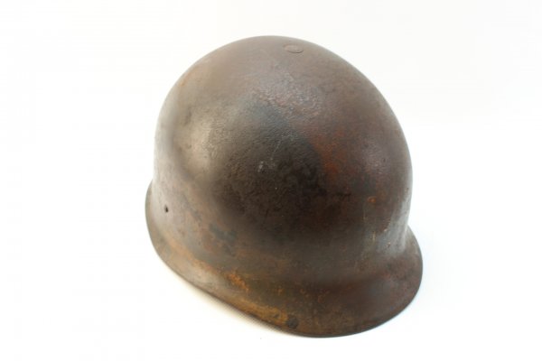 verry old BW steel helmet with remains of a white M on the front