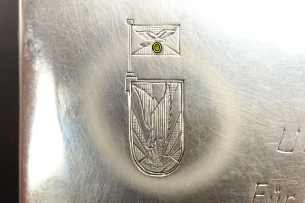 ww2 Silberdose eines Unteroffiziers der Nachjäger Etui Luftwaffe 833 Silber