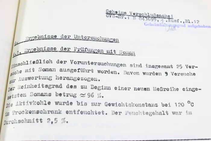Geheime Verschlusssache der DDR, Bericht Kampfstoffe