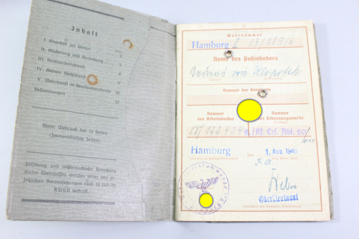 Army Service Record – 340th Infantry Division / IR 763 – Andreas von Klopotek – 1941, Missing