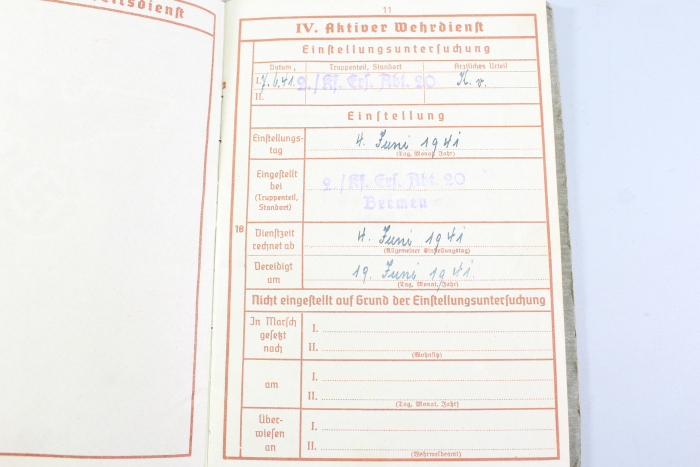 Army Service Record – 340th Infantry Division / IR 763 – Andreas von Klopotek – 1941, Missing