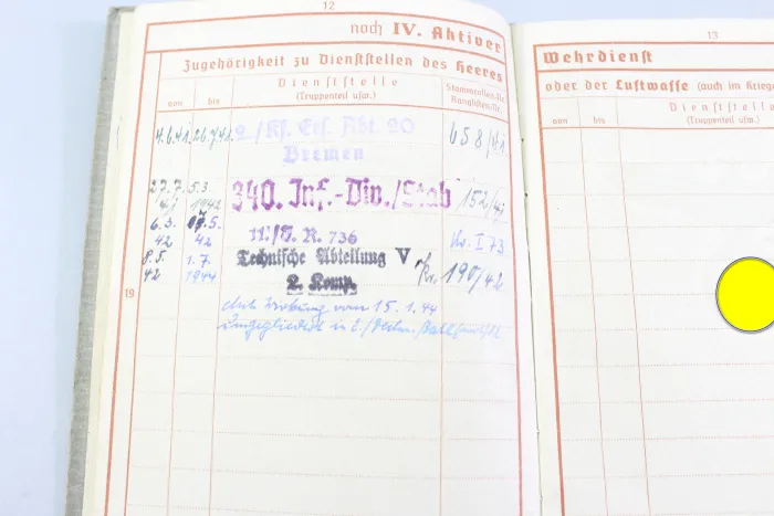 Army Service Record – 340th Infantry Division / IR 763 – Andreas von Klopotek – 1941, Missing