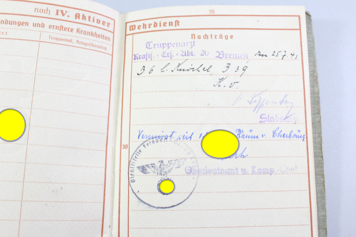 Army Service Record – 340th Infantry Division / IR 763 – Andreas von Klopotek – 1941, Missing