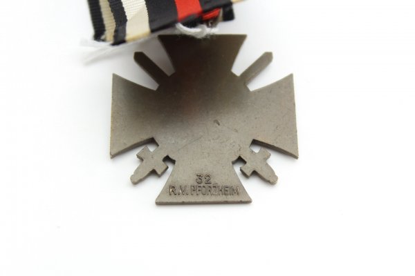 Order and needle German Cross of Honor for frontline fighters 1914/1918 Medal manufacturer 32 RV Pforzheim