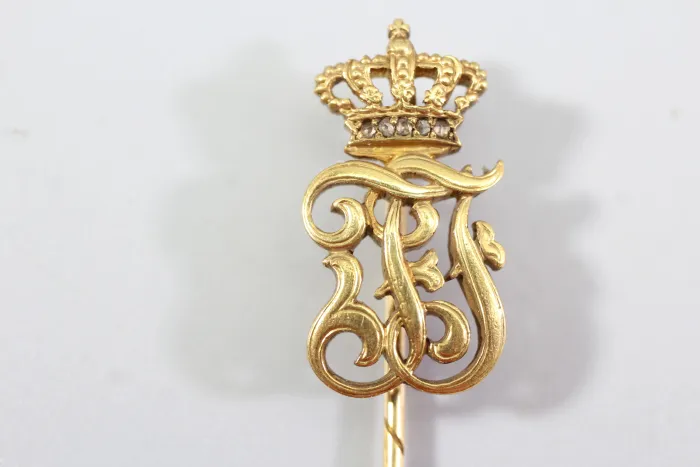 Archduke Franz Ferdinand – 14K Gold Gift Pin/Gift Pin with Monogram FF, Archduke's Crown