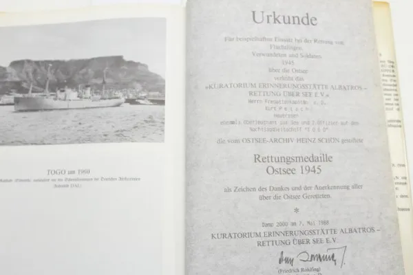 Kriegsmarine Togo NJL Nachtjagdtleitschiff Rettungsmedaille Ostsee Buch Togo