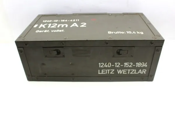 German Bundeswehr Optik , Leitz Wetzlar Kollimator K12m A2 mit Zubehör im Transportkasten.