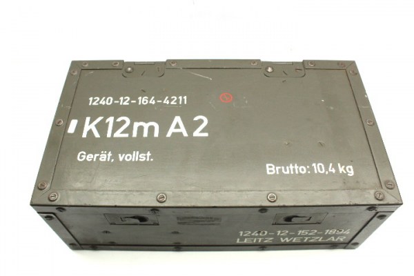 German Bundeswehr Optik , Leitz Wetzlar Kollimator K12m A2 mit Zubehör im Transportkasten.