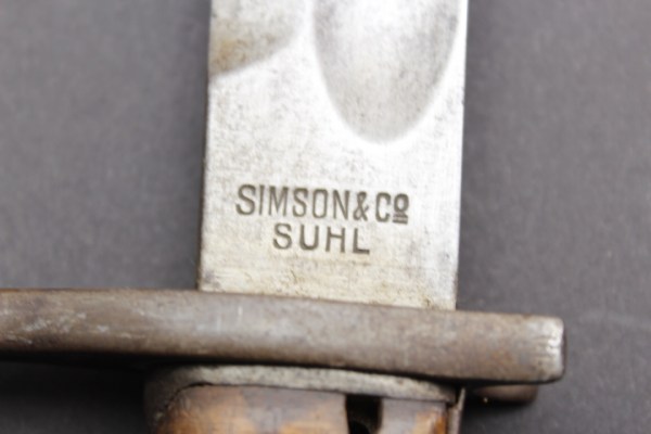 Ww1 Extra langes Seitengewehr W 15 Preußen mit lederscheide, Hersteller Simson & Co Suhl