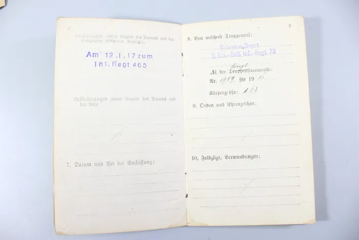 Originaler Nachlass des Soldaten Theodor Wellmann aus dem 1. & 2. Weltkrieg, Tapferkeitsmedaille als Musketier bei Liuilly Marne 02.09.1918 mit Gravur, Urkunde, Wehrpass