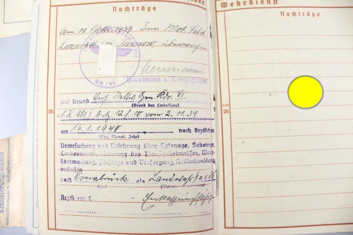 Originaler Nachlass des Soldaten Theodor Wellmann aus dem 1. & 2. Weltkrieg, Tapferkeitsmedaille als Musketier bei Liuilly Marne 02.09.1918 mit Gravur, Urkunde, Wehrpass