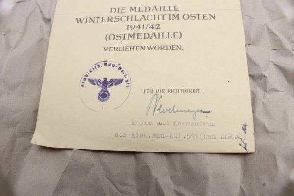 Orders / certificates / paper mixed lot EK1, winter battle, VWA black by one person, Eisenb.-Bau-BTL