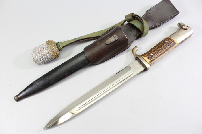 Originales Wehrmacht Extra-Seitengewehr K98 Lang für Offiziere Hirschhornschalen Hersteller Otto Bröhmer Jr. Wolfenbüttel