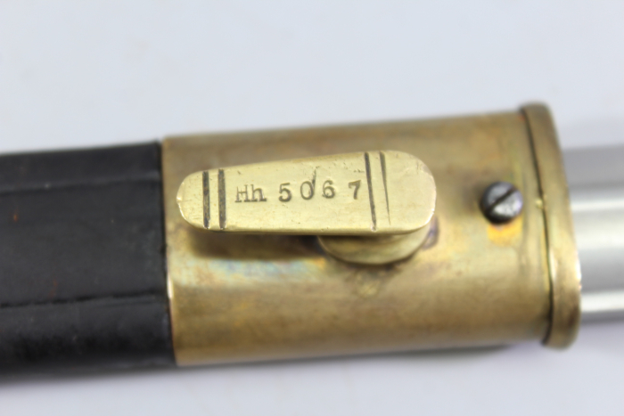 Brazil, Model 1908 bayonet for Mauser rifles with leather scabbard; manufacturer: Simson & Co., Suhl.