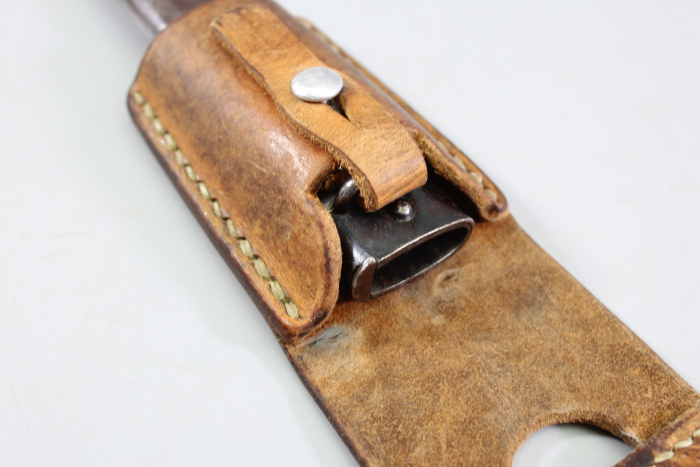 Brasilien, Seitengewehr M 1908 für Mauser Gewehre mit Leder Scheide Hersteller Simson & Co. Suhl.