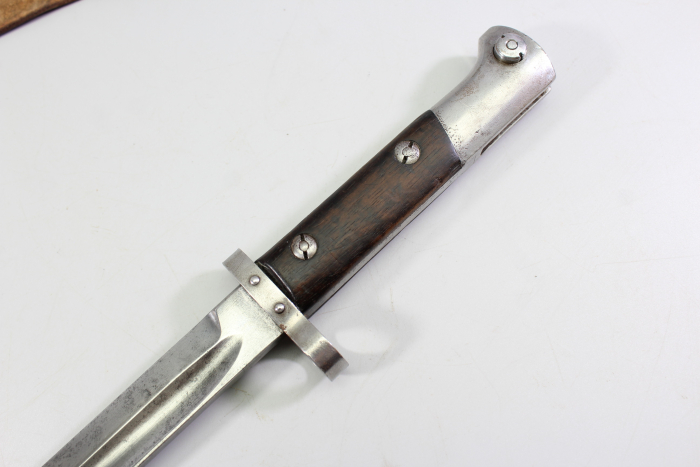Brasilien, Seitengewehr M 1908 für Mauser Gewehre mit Leder Scheide Hersteller Simson & Co. Suhl.