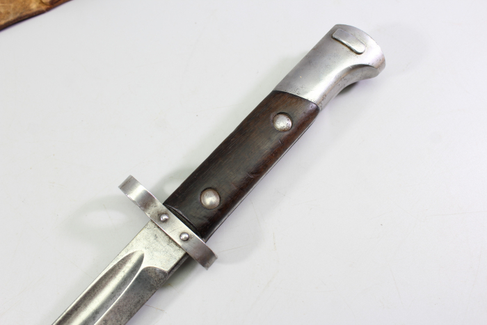 Brasilien, Seitengewehr M 1908 für Mauser Gewehre mit Leder Scheide Hersteller Simson & Co. Suhl.
