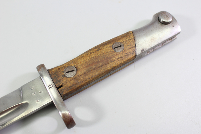 Brasilien, Seitengewehr M 1908 für Mauser Gewehre mit Leder Scheide Hersteller Simson & Co. Suhl.