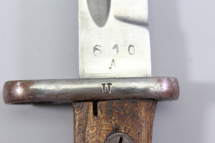 Brasilien, Seitengewehr M 1908 für Mauser Gewehre mit Leder Scheide Hersteller Simson & Co. Suhl.