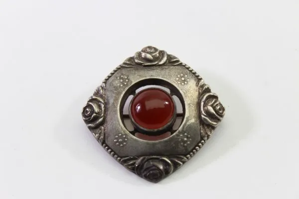 Antique brooch silver 800 with Karneol