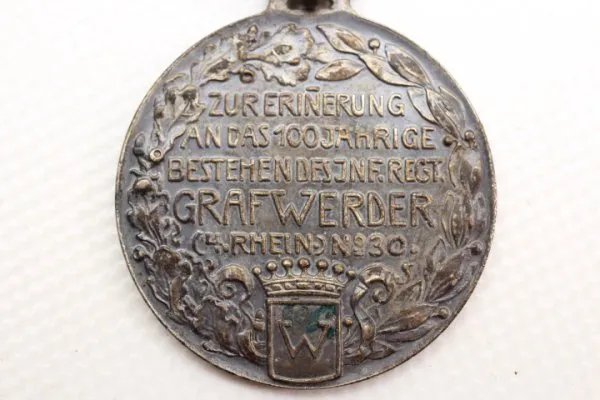 Versilberte Bronzemedaille Medaille Infanterie-Regiment „Graf Werder“ an Einzelbandspange