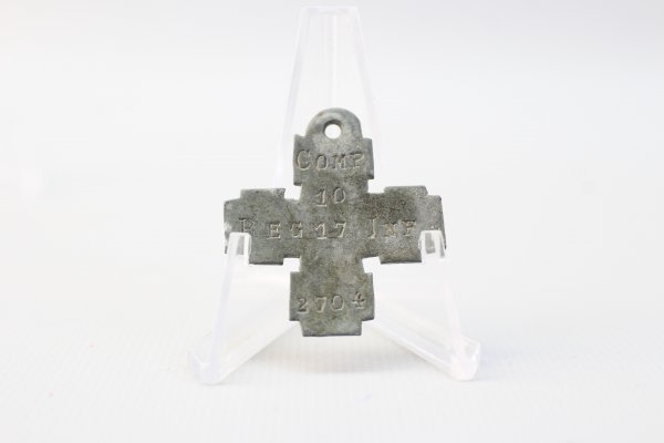 Dog tag in the shape of a cross 17th Infantry Regiment Braunschweig