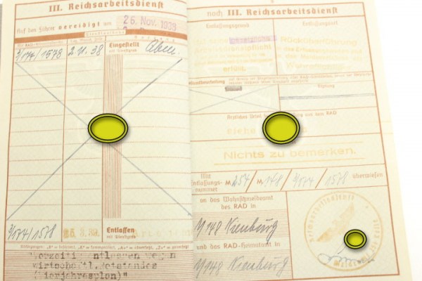 ww2 Wehrmacht Wehrpass Heer mit Begleitschreiben, RAD und MG Bataillon