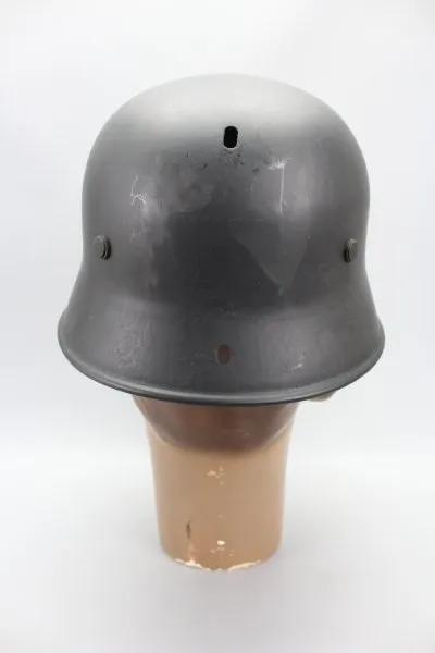 Old German fire brigade helmet, steel helmet fire brigade with inner workings, manufacturer