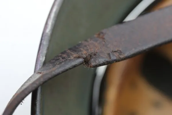 Former SS helmet M35 apple green with double emblem and acceptance stamp, manufacturer Q66