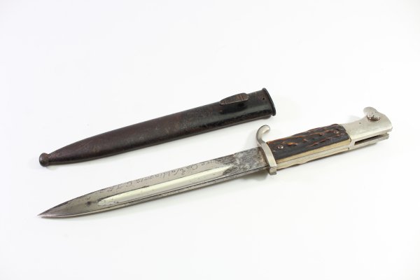 Wehrmacht Extra-Seitengewehr mit Hirschhorngriffschalen K98