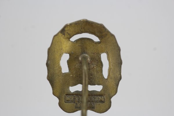 German 3 Reich Sportabzeichen Miniatur in Bronze entnazifiziert Hersteller rückseitig Wernstein Jena
