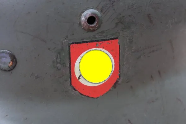Former SS helmet M35 apple green with double emblem and acceptance stamp, manufacturer Q66
