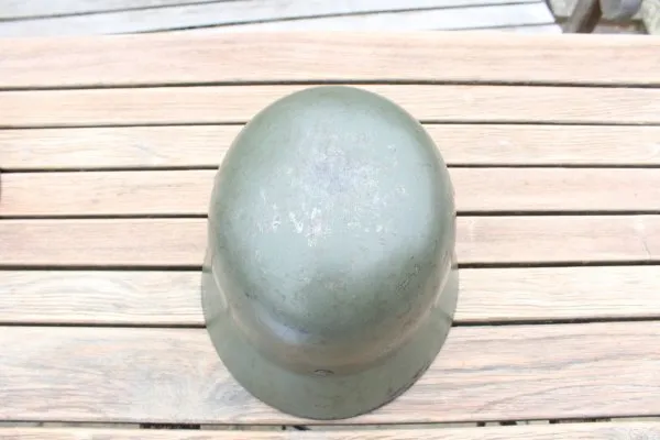 Former SS helmet M35 apple green with double emblem and acceptance stamp, manufacturer Q66