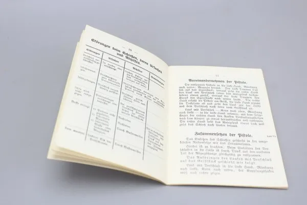 German Instructions for the Long Pistol 08 with attachable drum magazine