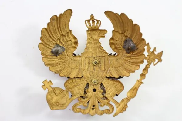 Thuringian helmet eagle for officers, circa 1870 - Infantry Regiments Saxe-Coburg and Gotha / Grand Duchy of Saxe-Weimar Eisenach with Landwehr Cross