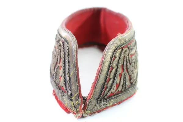 Prussian Collar Patches - Patches for Generals Hand-embroidered metal thread on red cloth,