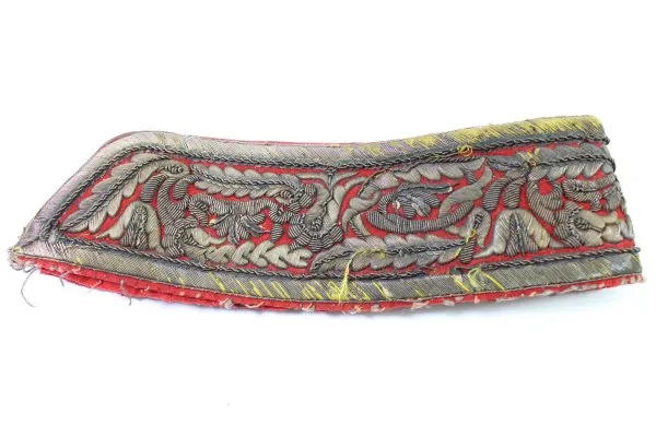 Prussian Collar Patches - Patches for Generals Hand-embroidered metal thread on red cloth,