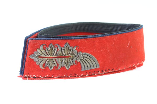 Preußen Kragenspiegel - Patten für Generale Metallfaden in handgestickter Ausführung auf rotem Tuch