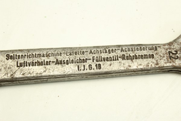 ww2 Germann Schraubenschlüssel  für Seitenrichtmaschine-Lafette-Achslager-Achsfederung-Luftverholer-Ausgleicher-Füllventil-Rohrbremse