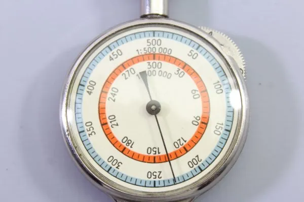 Metal map ruler - curve ruler with case, 1950