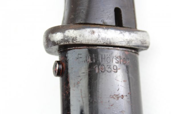 K98 Bajonett, Hersteller Hörster, Gestempelte Klinge u. Scheide, 1939
