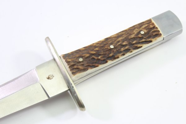 GDR knife / hunting knife from the GML Leegebruch knife forge, with leather sheath.