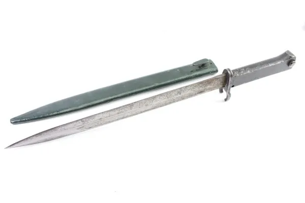 Ww1 Deutsches Seitengewehr, Ersatz Bajonett in Kastenform mit Metallgriffstück Ausführung extra Lang