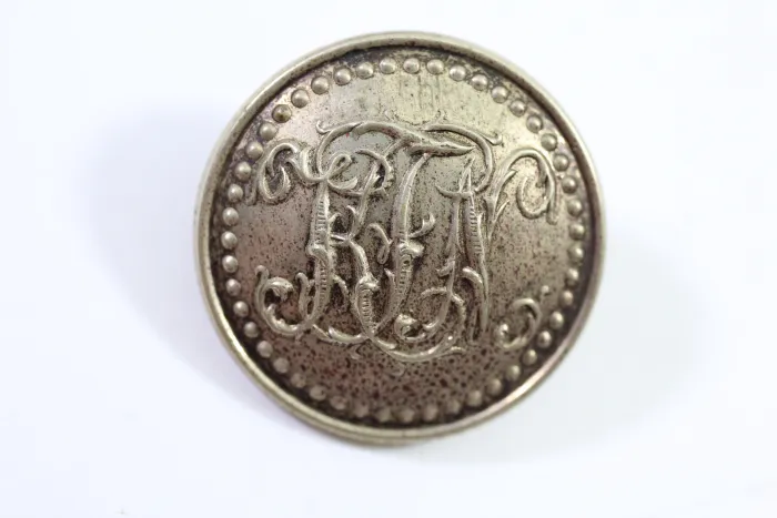 7x Officer's Button Metal, Original with Pearl Row, Diameter 23 mm Back Labeled