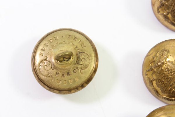 8x Officer's Buttons, Bavaria, Manufacturer F.A.& Co. Vienna