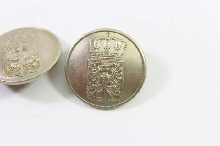 2 Prussian Uniform Buttons, 24 mm, Manufacturer: Eduard Sachs