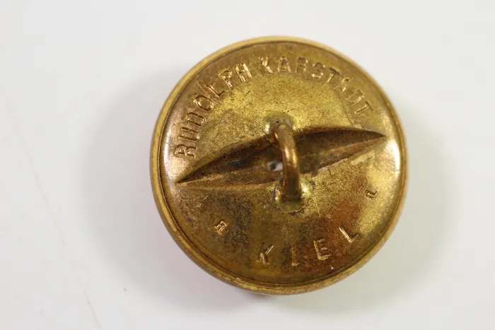 3x Kaiserliche Marine Knopf Metall  25 mm Hersteller Rudolf Karstadt Kiel