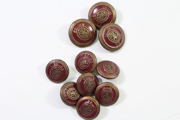 10 vintage buttons from a uniform tailor's shop